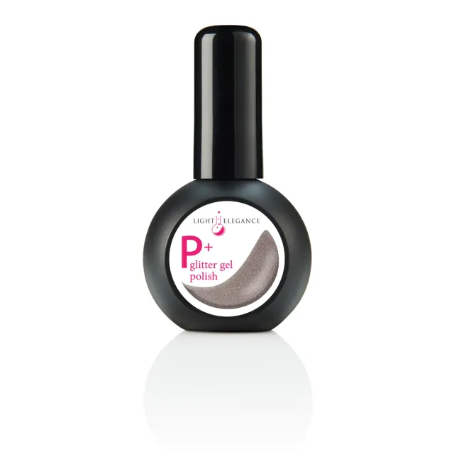 Light Elegance P+ Smokin Gun gellakk 15 ml grå glitter