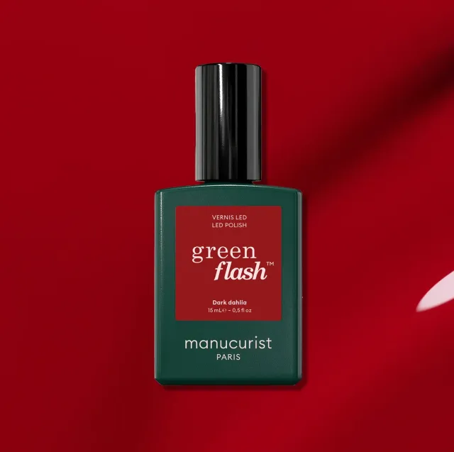 Manucurist Green Flash Dark Dahlia gel neglelakk mørk rød
